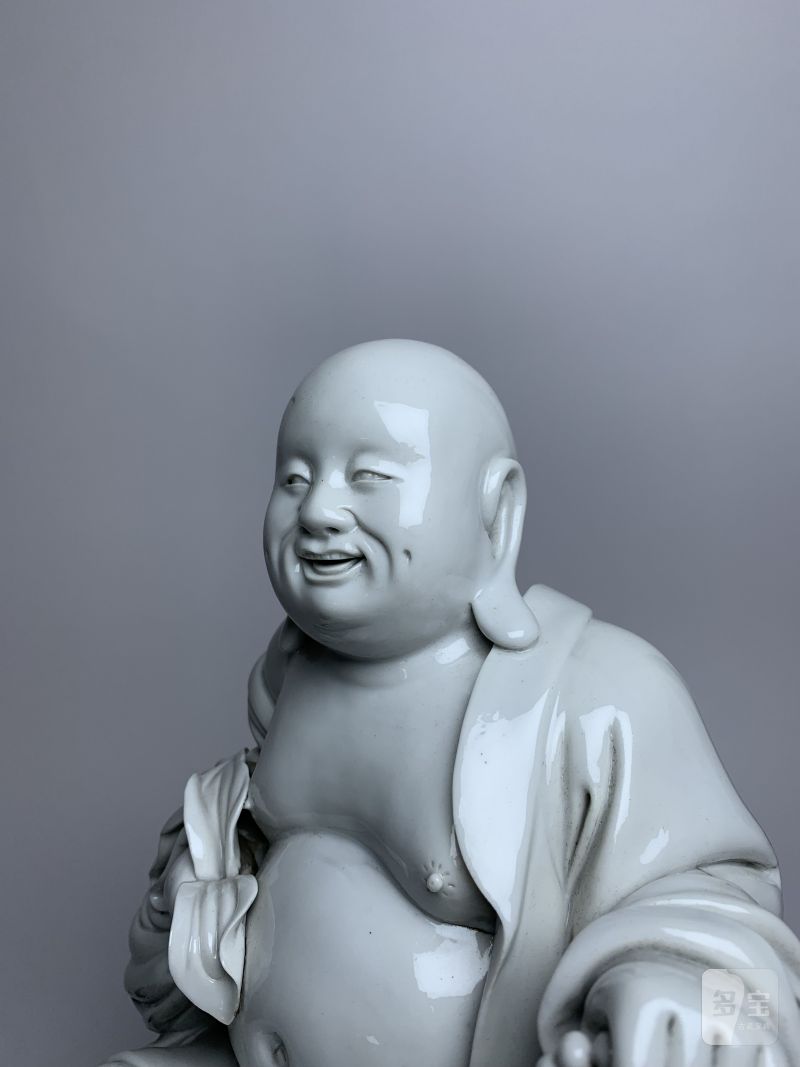 清 德化窑弥勒坐像（带木座） - 图5